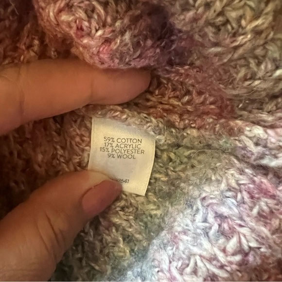 J.Jill Sweater Womens XSmall P Wool Blend Gray Pink Ombre Chunky Knit Lounge - Picture 6 of 6